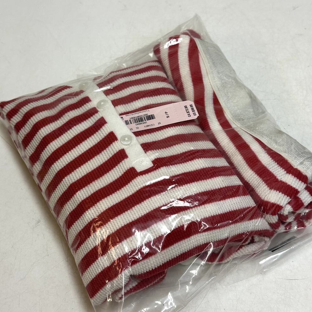 NWT Victoria's Secret Fireside Henley Pajama Short Set Ribbed Red White Small - Picture 11 of 12